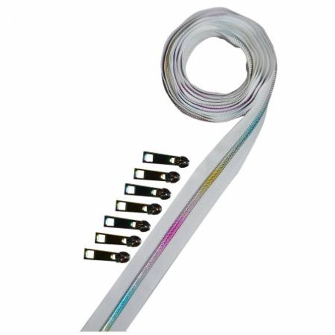 Hovedbilde Metallic Zipper Tape White Rainbow
