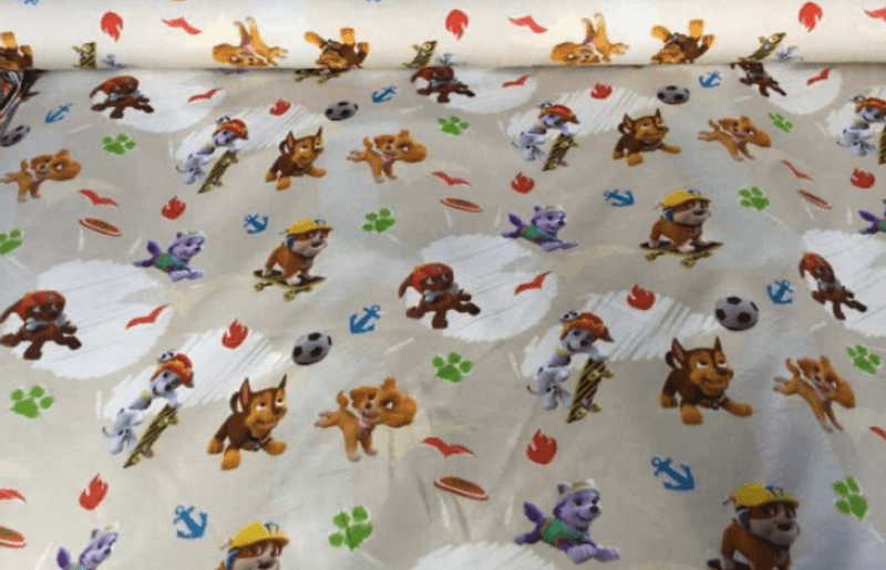 Jersey Digital Print Paw Patrol beige bakgrunn 